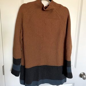 Thought Brown & Blue Color-block Turtleneck (Size 10)